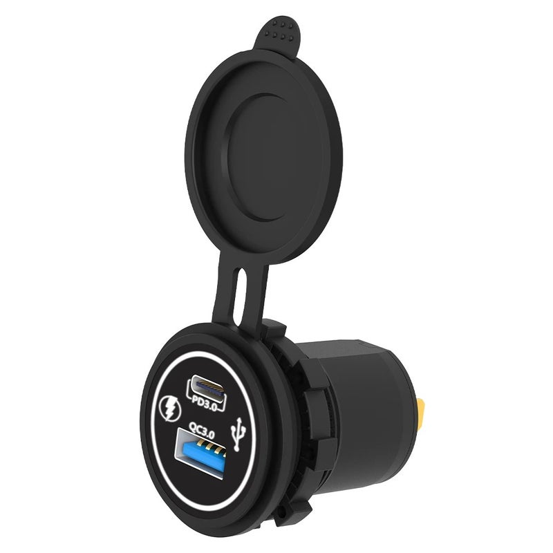 Bluejw 66W Dual Port Car Charger: 36W QC3.0 USB A + 30W USB C PD Fast Charging for 12V/24V Automobile Chargers, Bus, Truck - Quick Charge Outlet Socket - Image 1